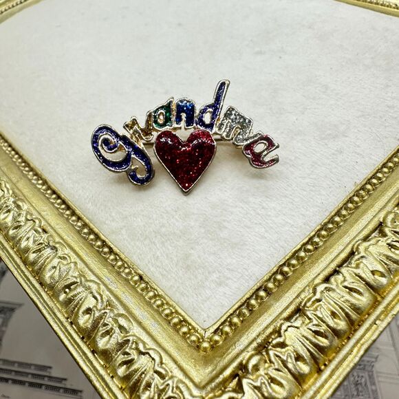 Vintage Grandma Colorful Brooch Grandmother Pin - Picture 2 of 3